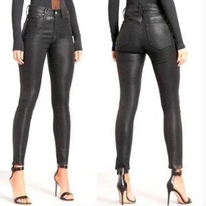 NWT Good American Good Legs Coated Skinny High-Rise Jeans in Black